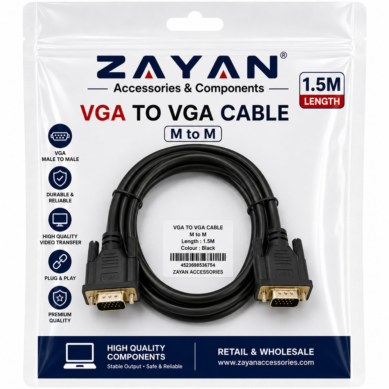 VGA-M to VGA-M CABLE 1.5 Mtr