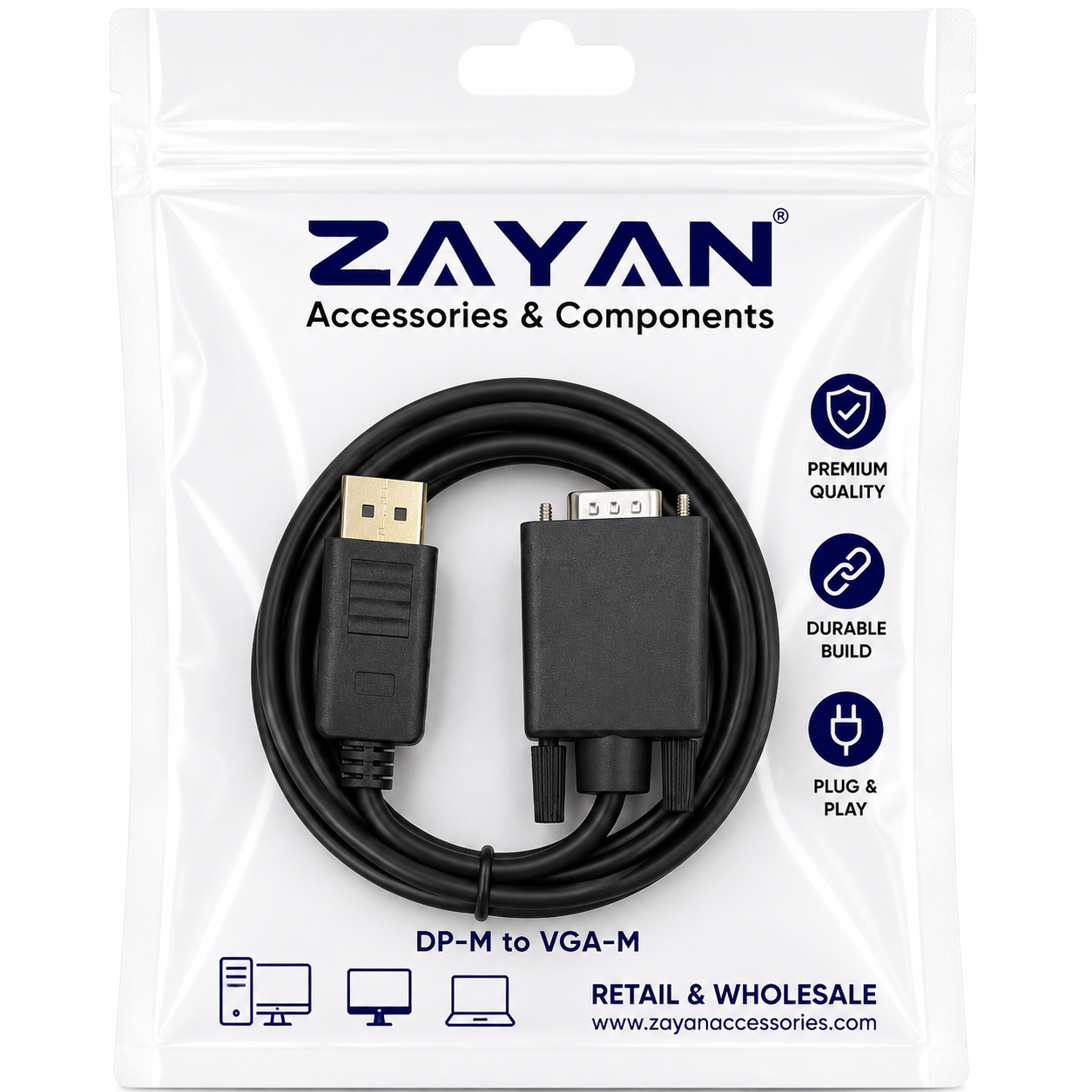 DP-M TO VGA-M CABLE 1 Mtr