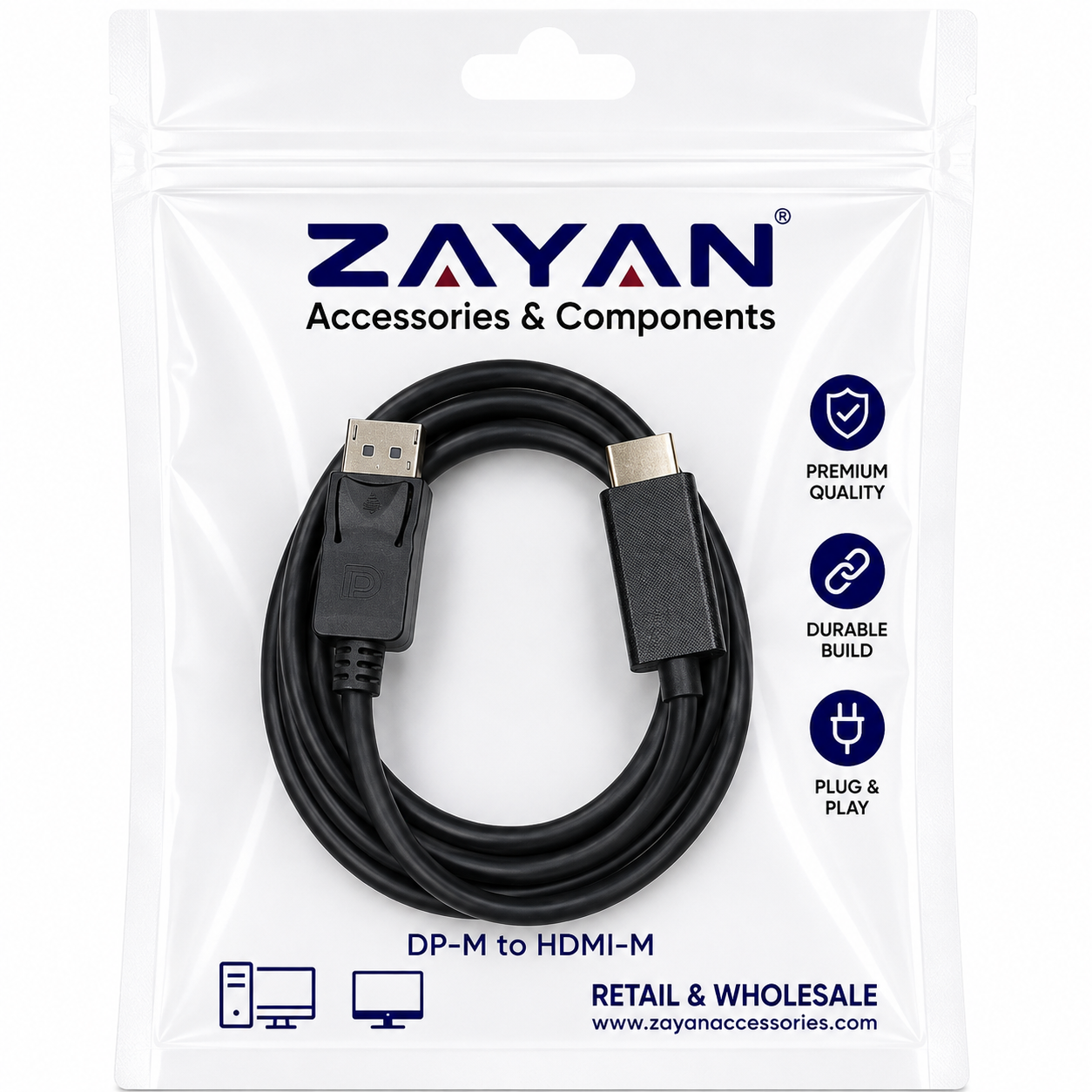 DP-M TO HDMI-M CABLE 1 Mtr